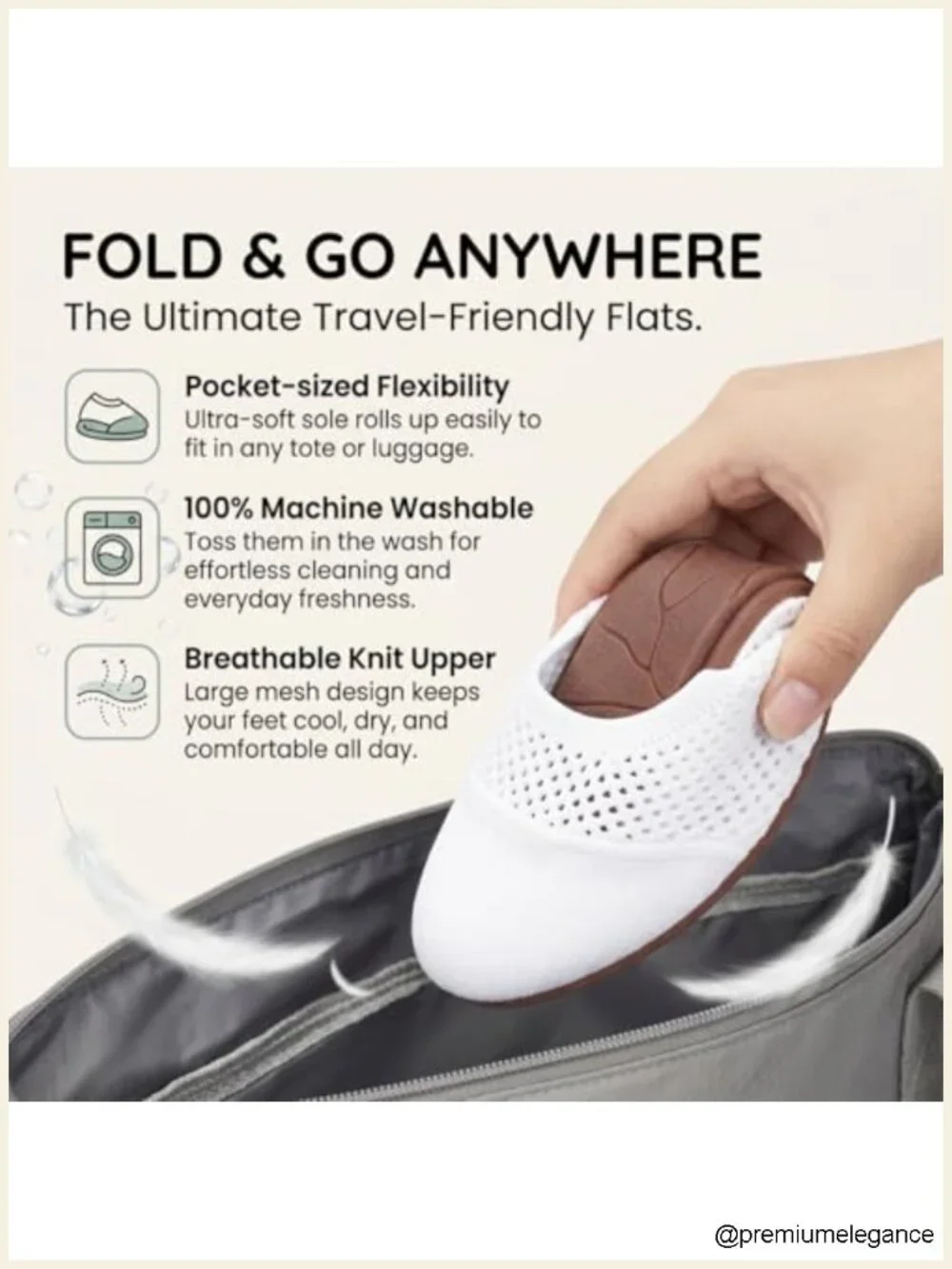 Knit Ballet Flat Shoes, Round Toe Slip On Walking Flats, Lightweight Travel